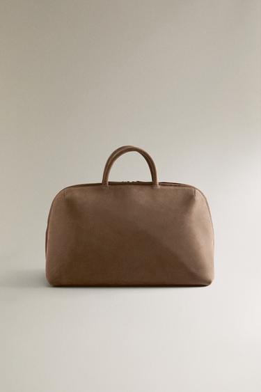 NUBUCK LEATHER WORK BAG - Brown by Zara