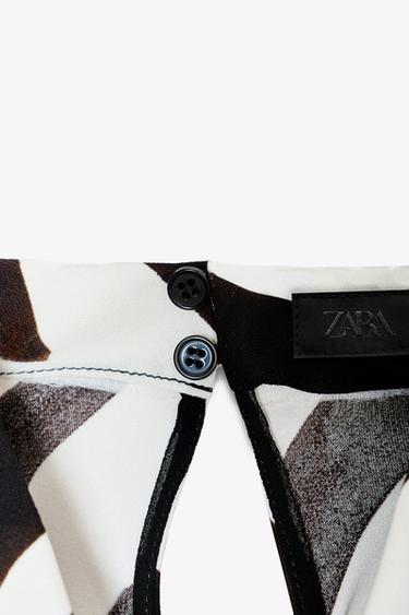 ZW COLLECTION ANIMAL PRINT HALTER TOP - Ecru / Black by Zara - Image 4