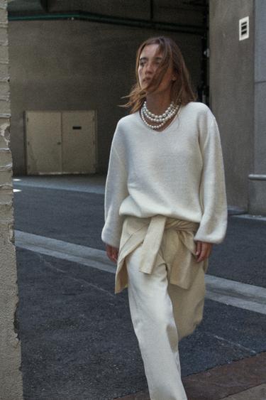 WOOL PUFF SLEEVE KNIT JUMPER - Ecru by Zara - Image 2