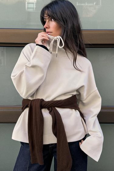 WASHED-EFFECT INTERLOCK SWEATSHIRT - Ecru by Zara