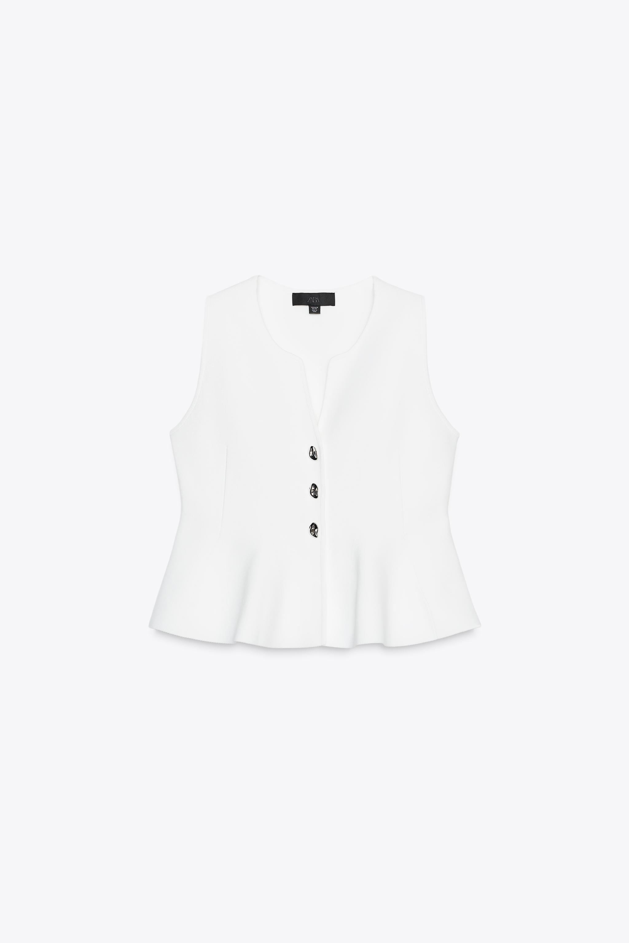 ニットペプラムトップス - ホワイト | ZARA Japan / 日本
