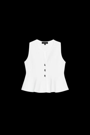 Zara PEPLUM KNIT TOP - White - Image 0