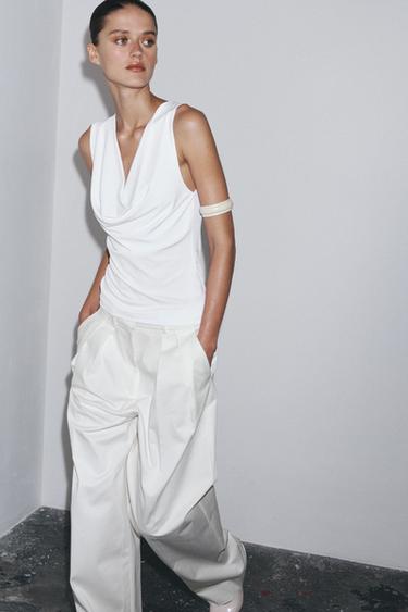 FLOWING DRAPED TOP - White by Zara - Image 0