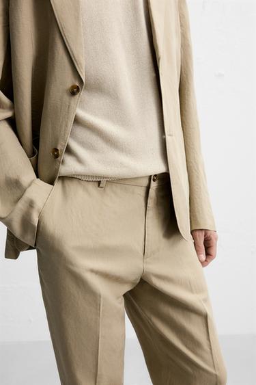 PANTALON DE COSTUME DÉLAVÉ - Beige de Zara - Image 4