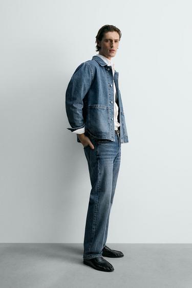 RELAXED FIT DENIM JACKET WITH POCKETS - Mid-blue by Zara - Image 3