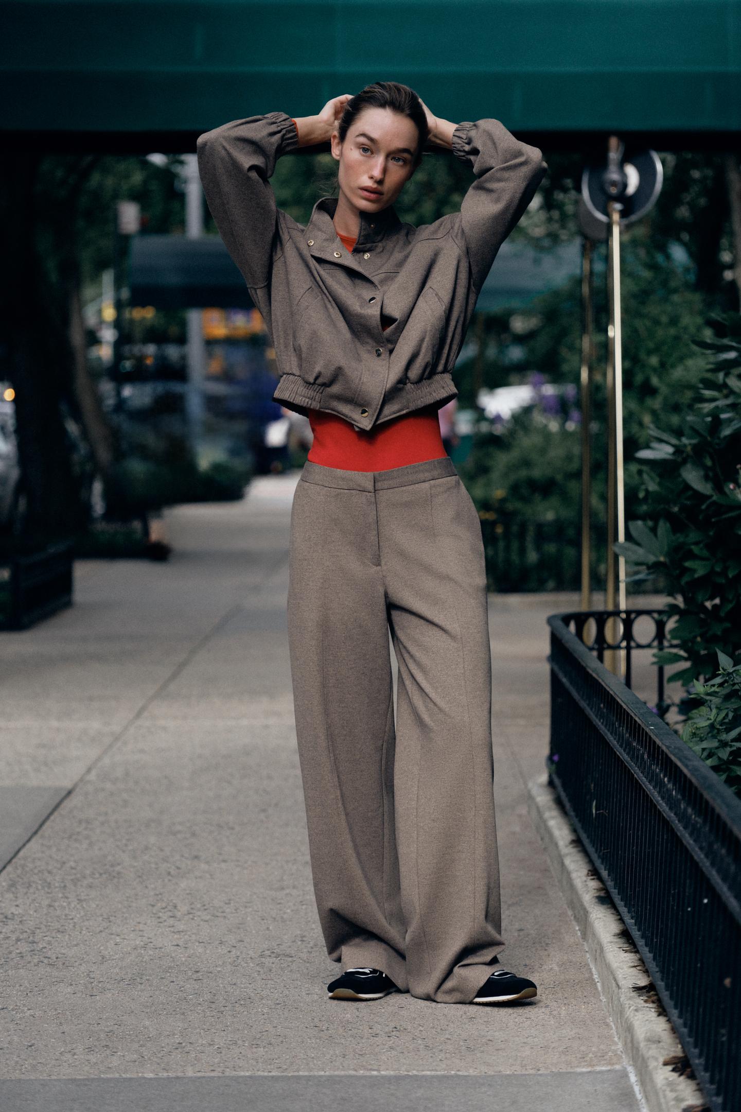 Женские брюки Zara Soft Straight-Leg, цвет: Светлый коричневый