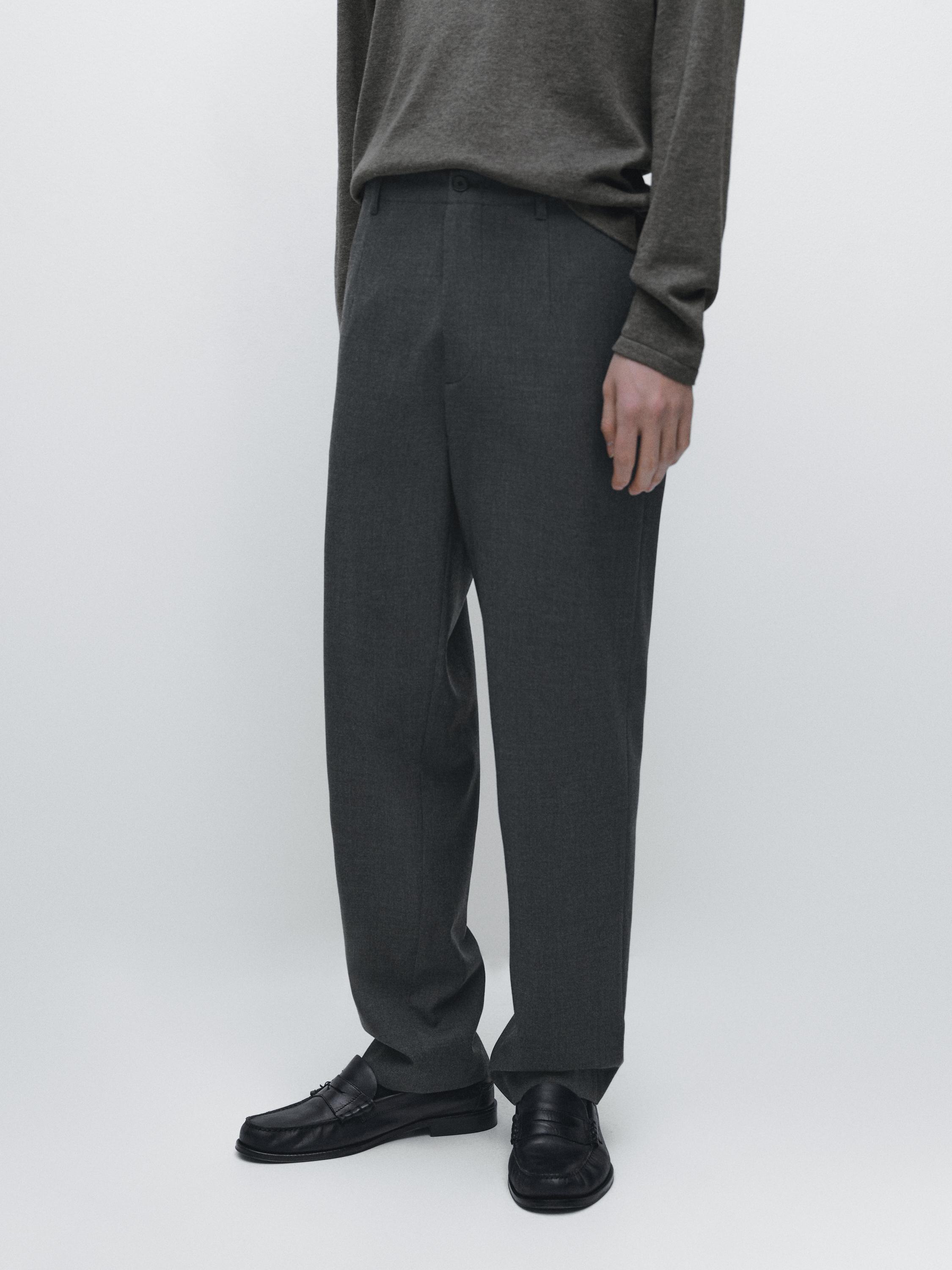 Cool wool textured trousers — Gray