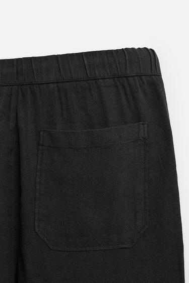 PANTALON LIN ET COTON - Noir de Zara - Image 9