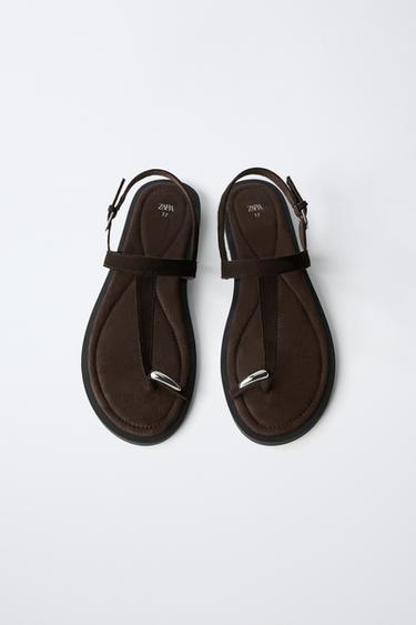 SANDALES EN CUIR - Marron de Zara - Image 3