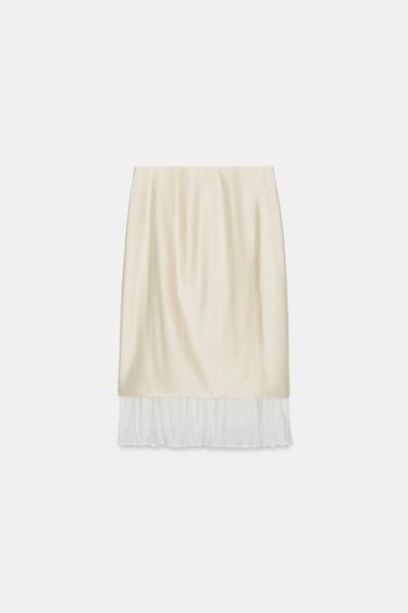 JUPE MIDI BIMATIÈRE ZW COLLECTION - Écru de Zara - Image 6