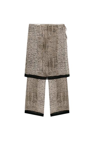 FALDA PANTALÓN ESTAMPADO - Beige oscuro de Zara