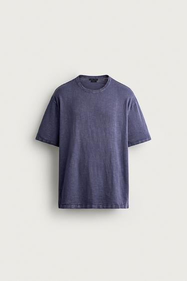 TEXTURED KNIT T-SHIRT - Bluish by Zara