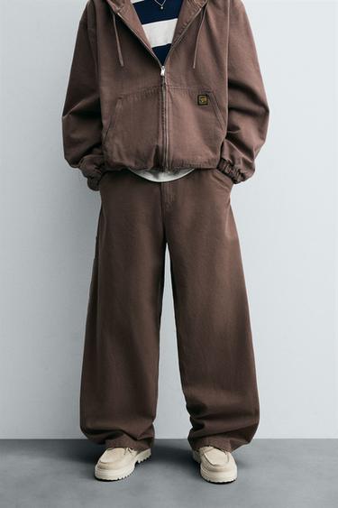 PANTALÓN BOLSILLO CARPINTERO - teja oscuro de Zara - Imagen 0