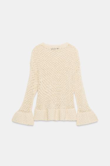 PULL EN MAILLE À VOLANTS - Écru de Zara - Image 9