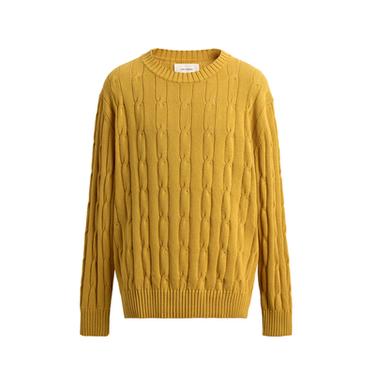 COTTON CABLE-KNIT TEXTURED JUMPER - Yellow by Zara
