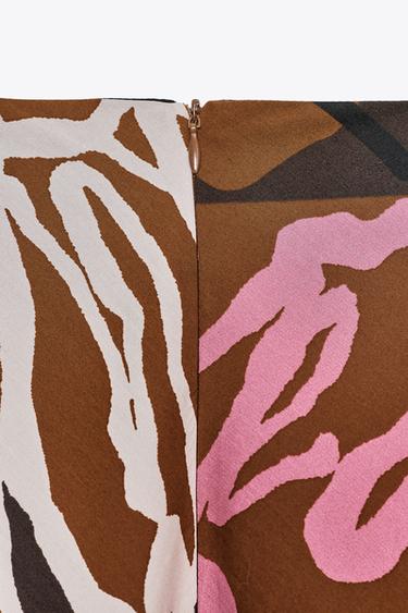 JUPE ASYMÉTRIQUE IMPRIMÉE ZW COLLECTION - Marron de Zara - Image 6