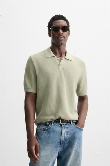POLO PUNTO ESTRUCTURA - verde lavado de Zara