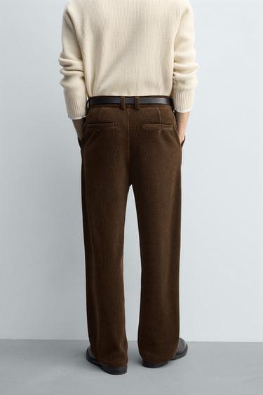 PANTALON COUPE LARGE EN VELOURS CÔTELÉ - Marron de Zara - Image 2