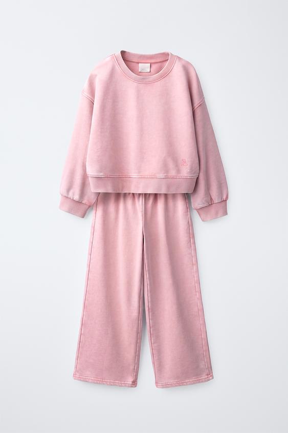 WASHED-EFFECT SWEATSHIRT AND TROUSERS SET - Pink by Zara - Image 0