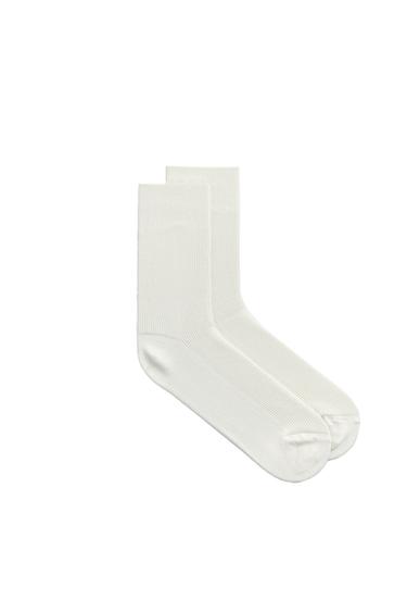 جوارب RIB مزيج القطن - أبيض مكسور الخاص بـ Zara