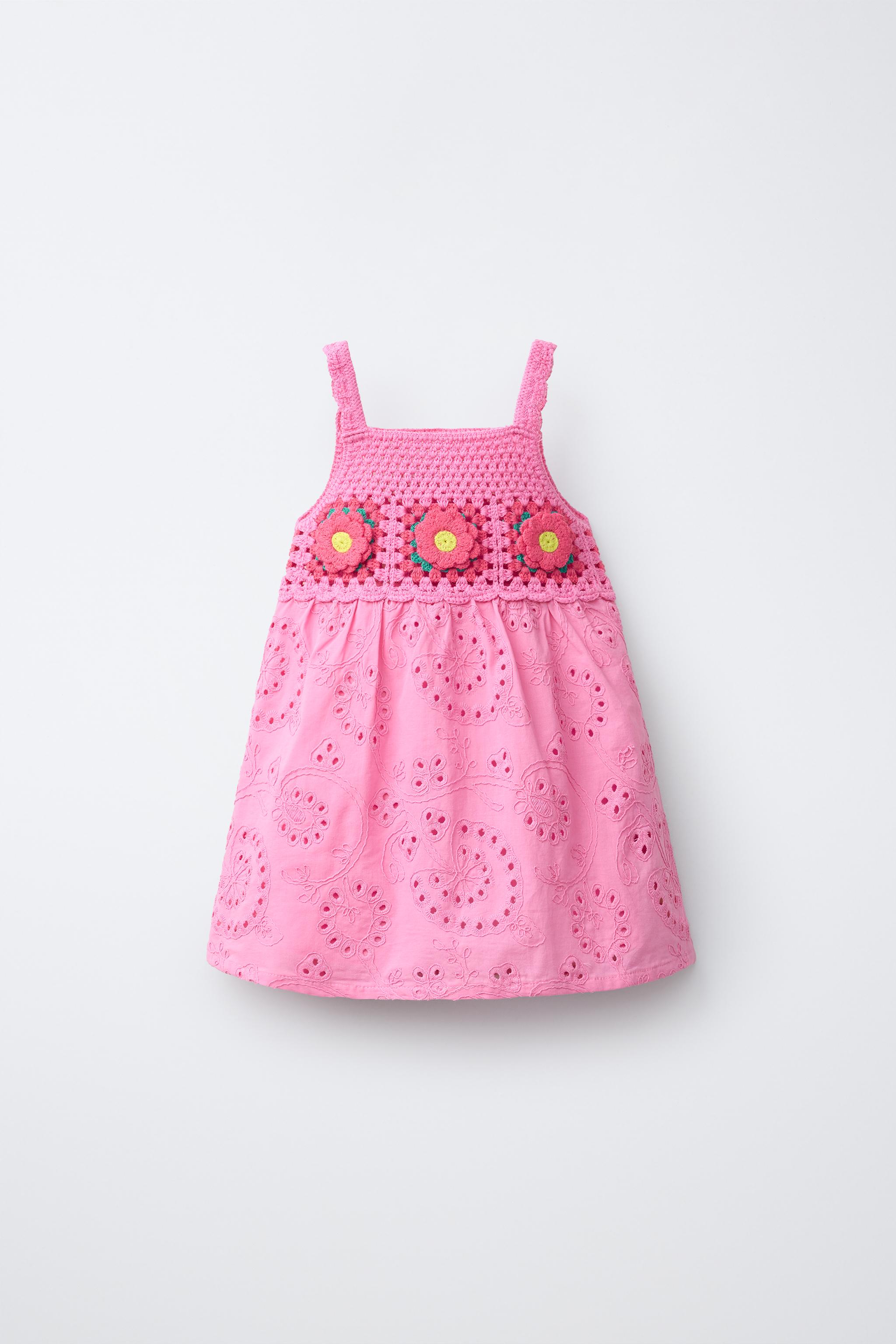 ROBE BIMATIÈRE MAILLE CROCHET FLEURS