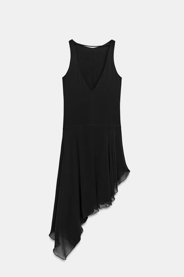 ROBE MI-LONGUE ASYMÉTRIQUE - Noir de Zara - Image 7