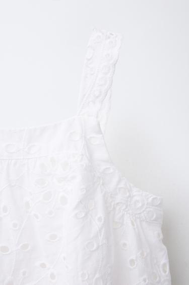 SCHIFFLI EMBROIDERY STRAPPY TOP - White by Zara - Image 2