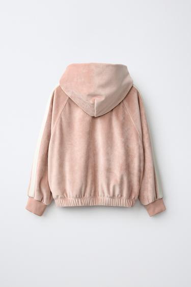 VELOUR FULL-ZIP HOODIE — Pink 2