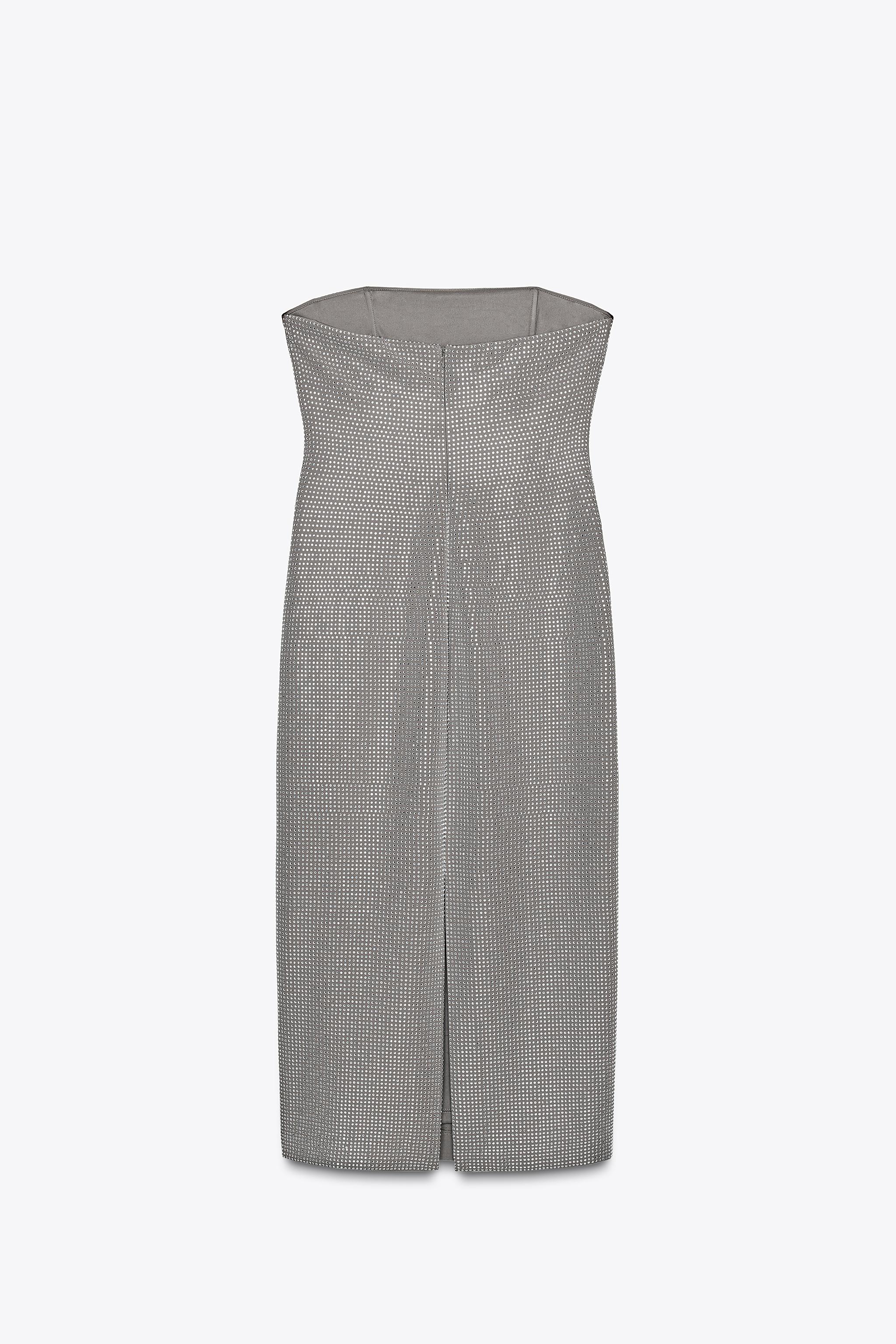 【ZARA】ラインストーン付きオフショルダーワンピース ラインストーン付きオフショルダーワンピース