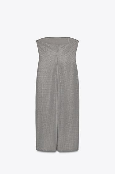 ROBE BUSTIER BRILLANTE - Gris anthracite de Zara - Image 5