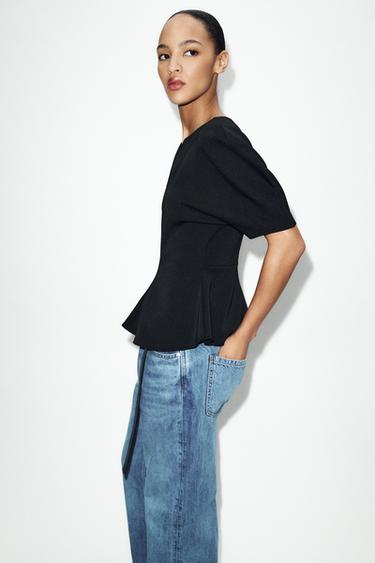 SOFT PEPLUM TOP - Black by Zara - Image 2
