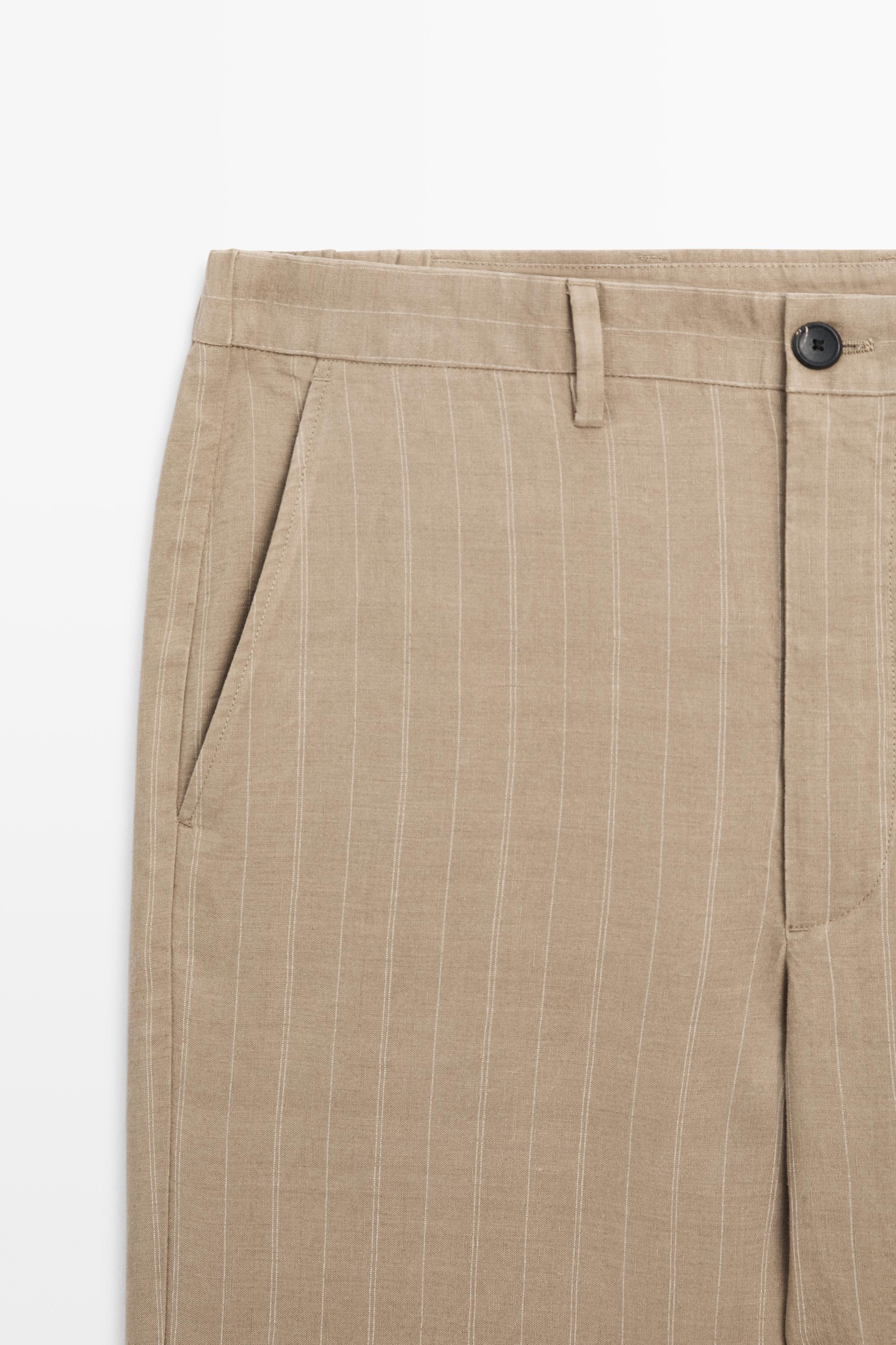 100% linen striped pants
