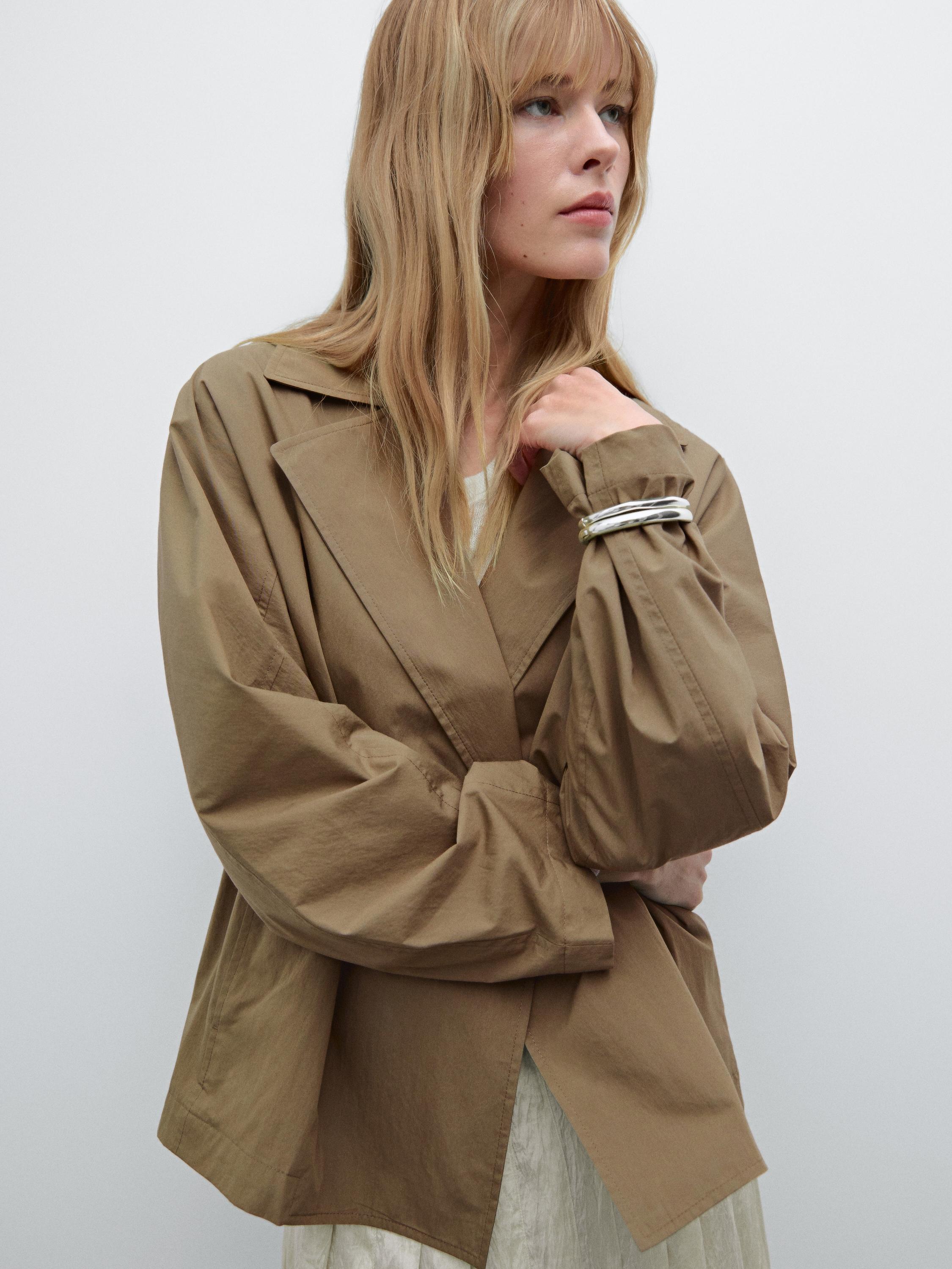 Short cotton blend trench jacket - Olive green | ZARA United
