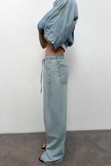 TRF LOOSE-FITTING DENIM JEANS - Light blue by Zara