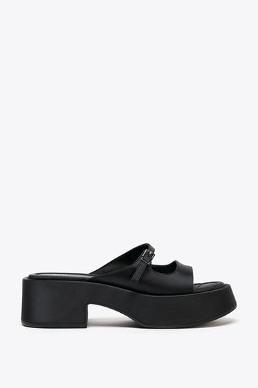 PLATFORM SANDALS WITH BOWS - Black by Zara