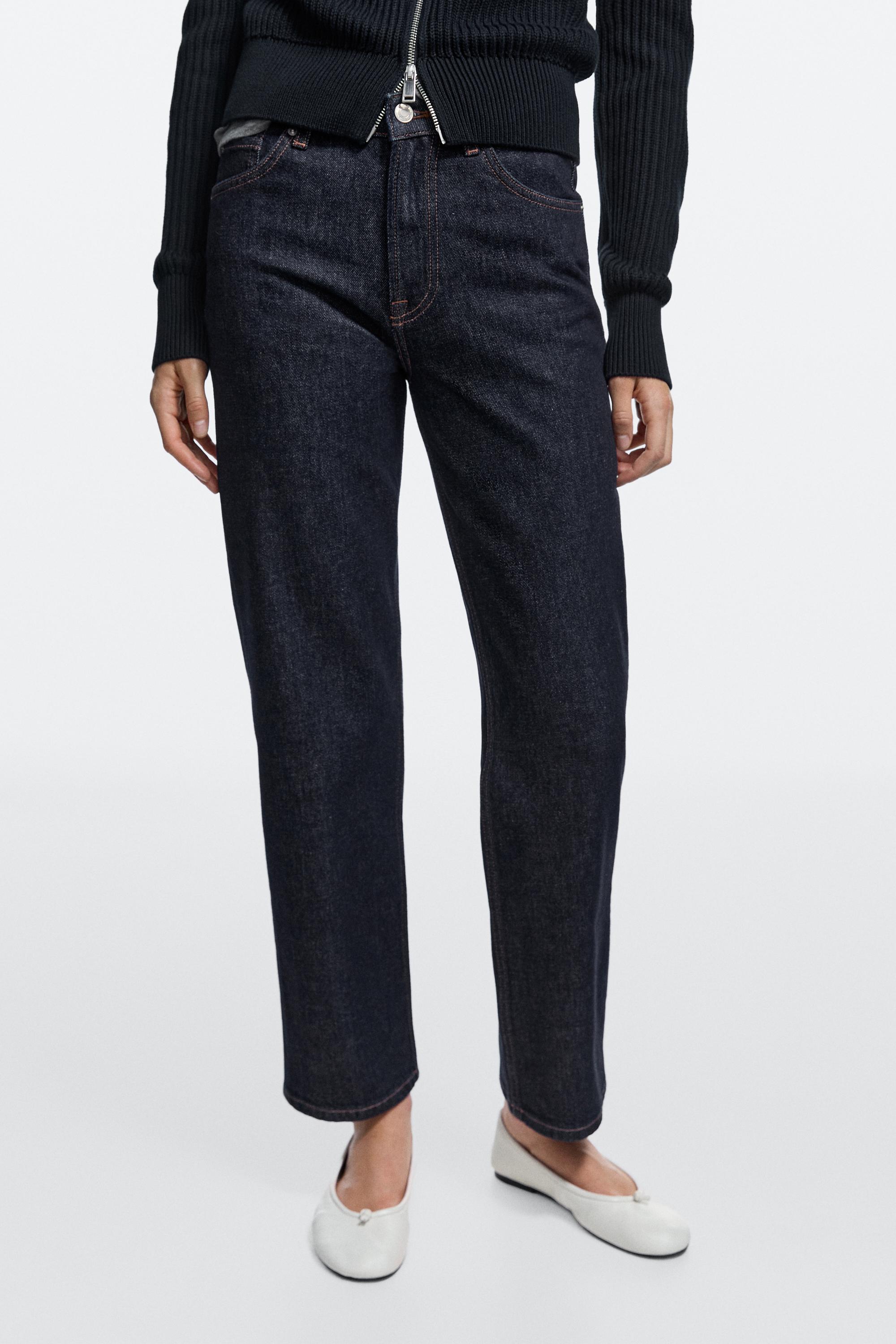 Jean straight cropped taille haute