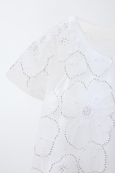 TULLE DRESS WITH BEADING - White by Zara - Image 2