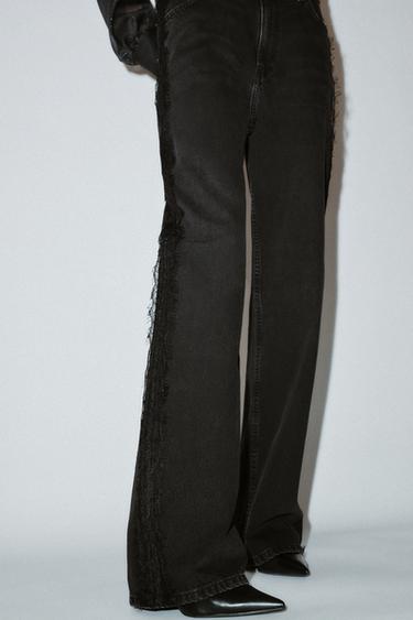 JEANS Z1975 REGULAR FIT TIRO ALTO - أسود الخاص بـ Zara