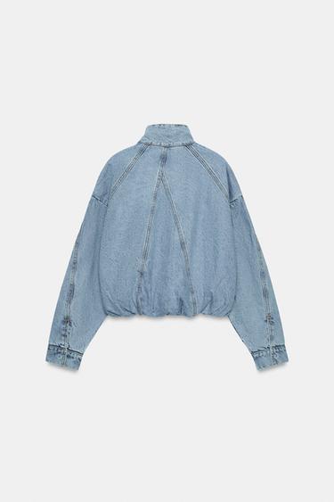Z1975 HIGH-NECK DENIM BOMBER JACKET - Light blue by Zara - Image 9