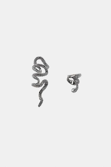 LOT DE 2 BOUCLES D'OREILLES EARCUFF À BRILLANTS - Gris de Zara - Image 3