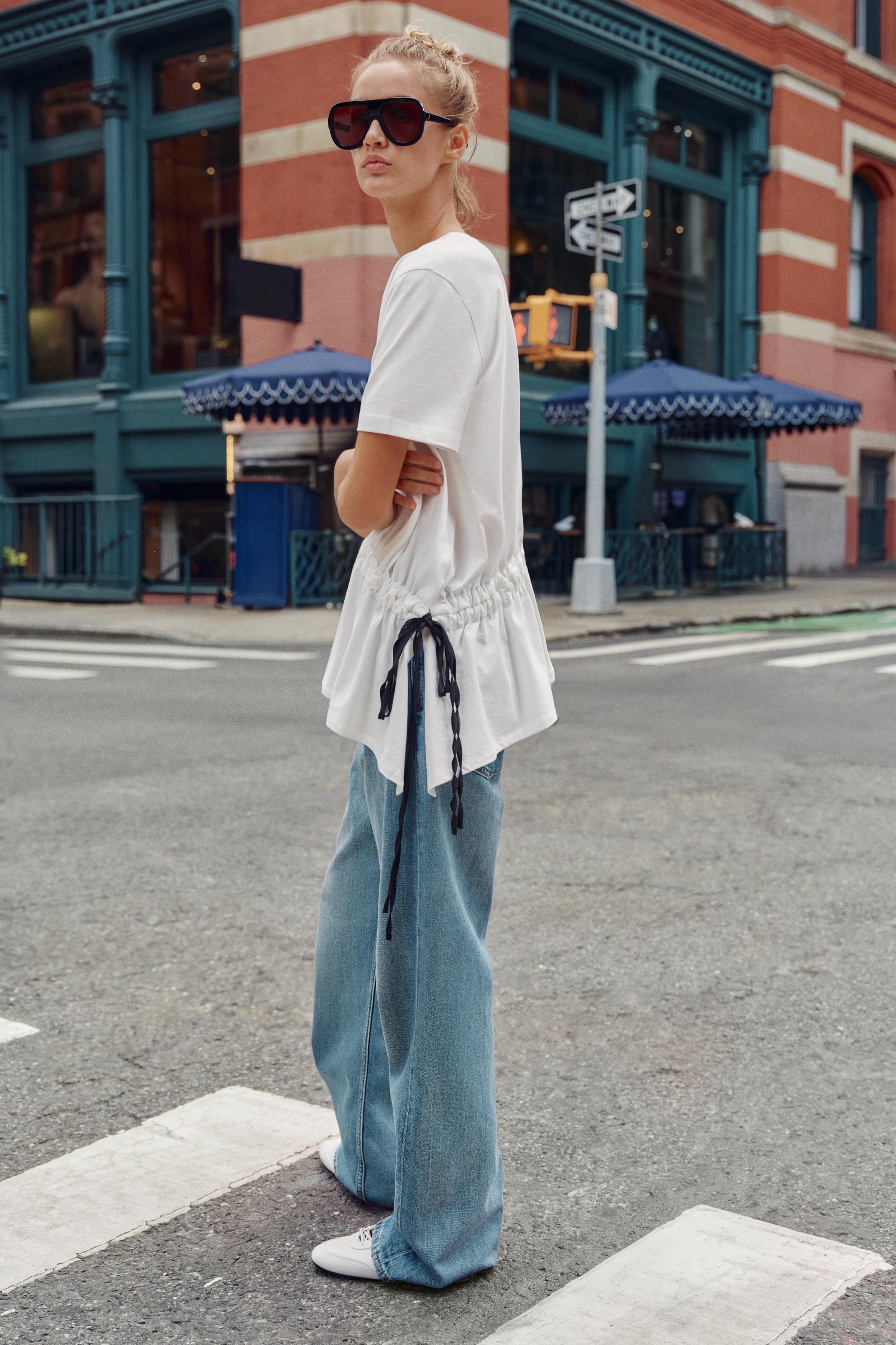 Zara KONTRAST BAĞCIKLI T-SHIRT görsel 3