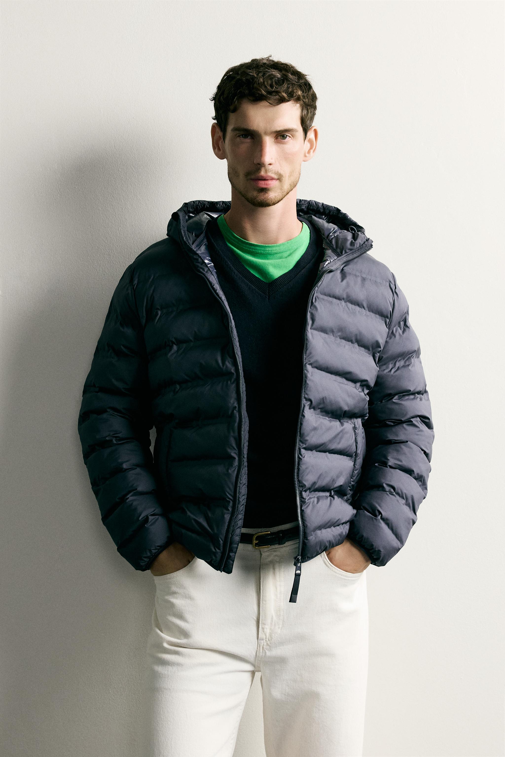 LIGHTWEIGHT WATER REPELLENT PUFFER JACKET — navy