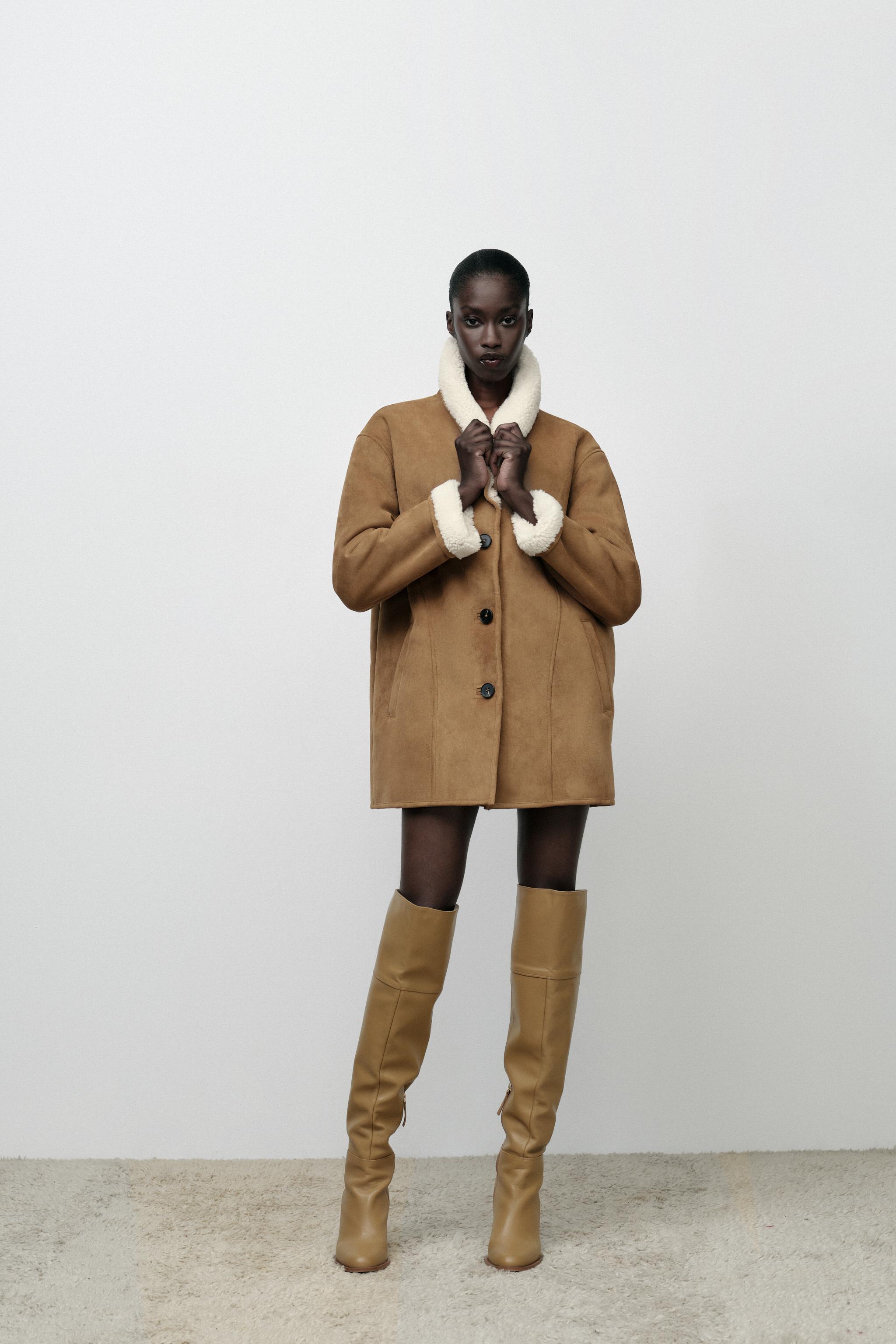 Camel wrap coat zara hotsell