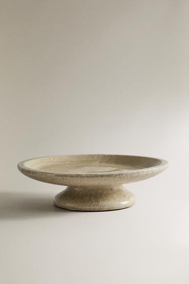 CRACKLED CERAMIC TALL TRAY - White by Zara