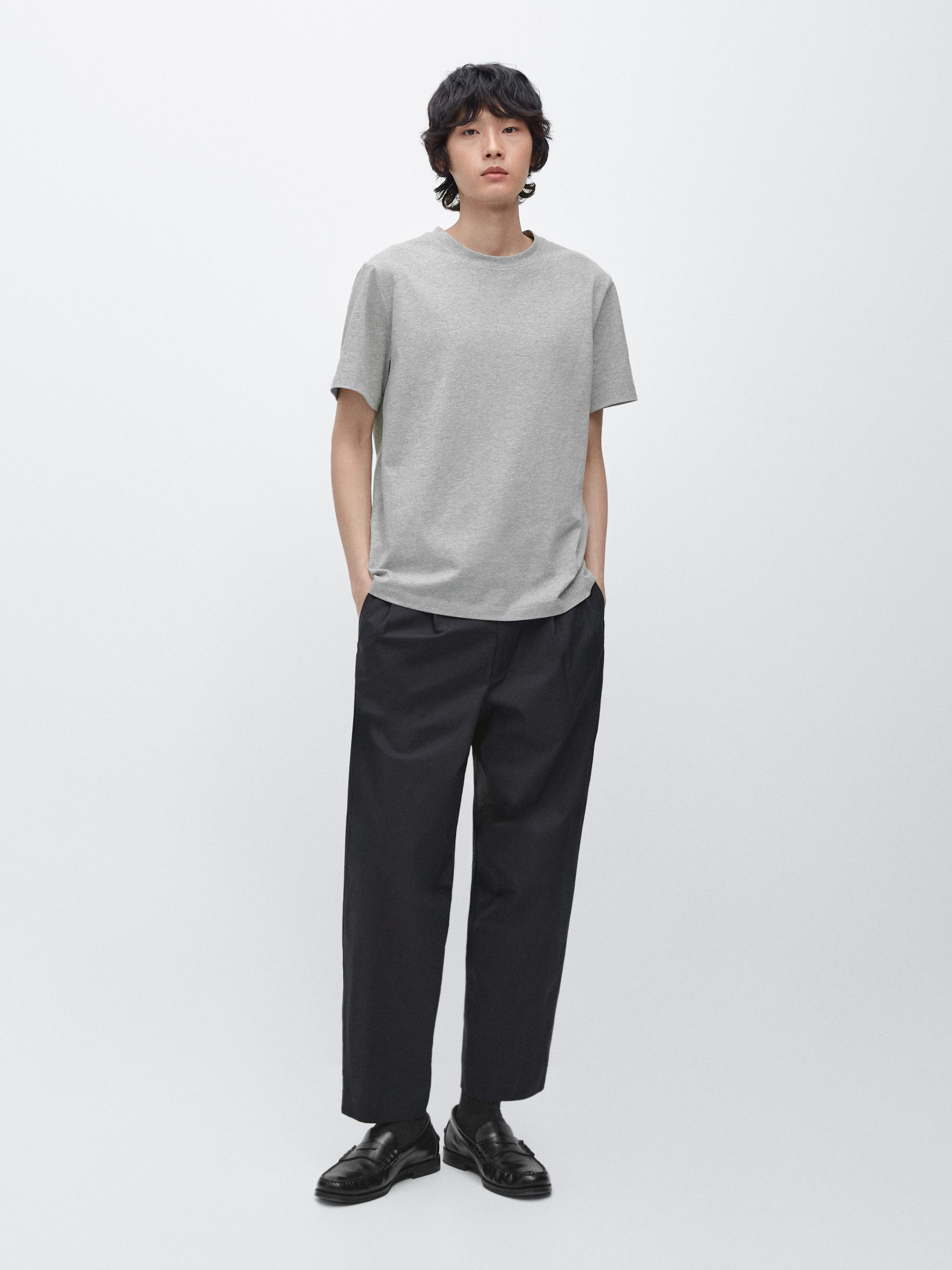 T-shirt manches courtes chiné en coton