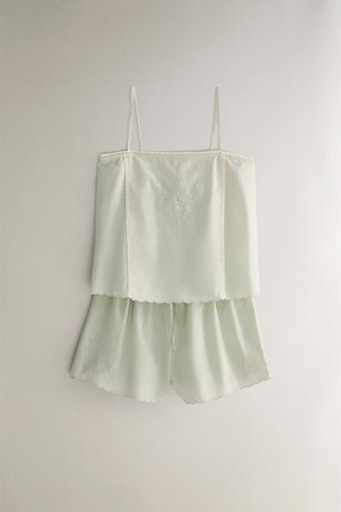 SHORT COTON BRODERIES - Vert clair de Zara - Image 4