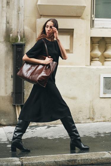 ZW COLLECTION FLOUNCE MIDI DRESS - Black by Zara