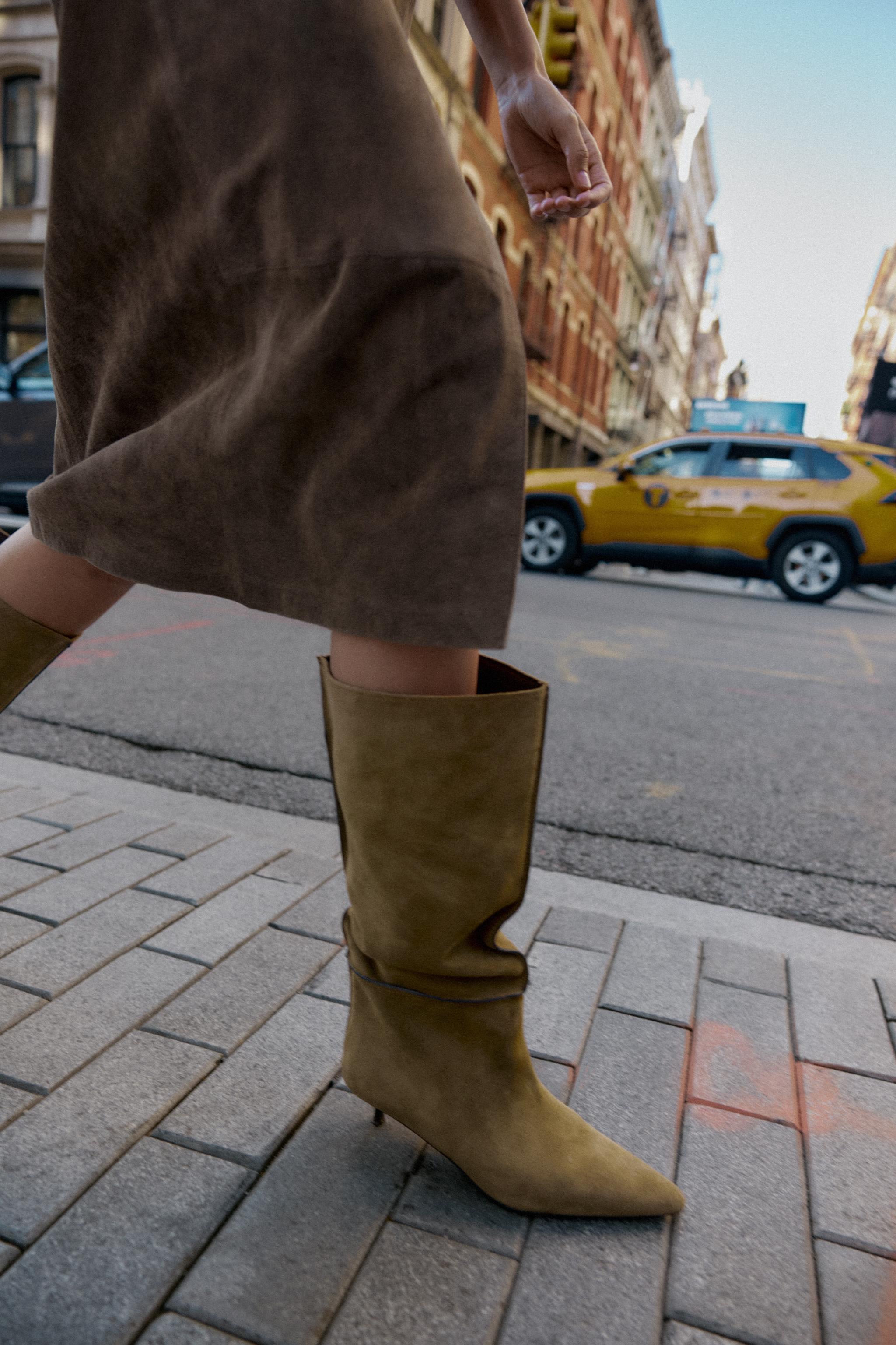 Knee High Botte Kaki Zara Khaki Katie Faux Leather Knee High