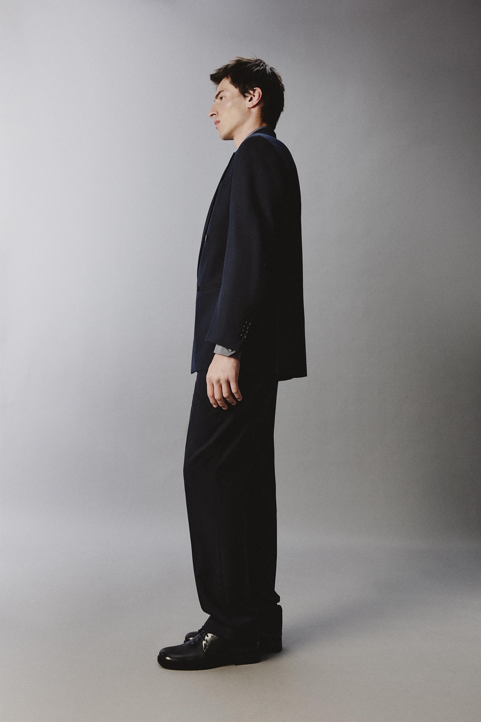 WOOL BLEND STRAIGHT FIT SUIT PANTS - Navy blue | ZARA United States