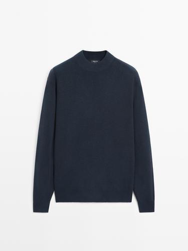 Zara Cotton blend knit sweater with mock turtleneck - Navy blue